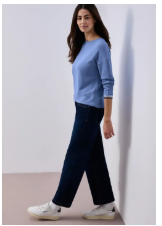 Street One Textured Shirt with Tape - Sky Blue