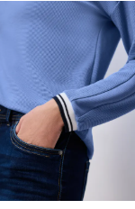 Street One Textured Shirt with Tape - Sky Blue