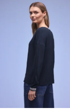 Street One Textured Shirt with Tape - Navy