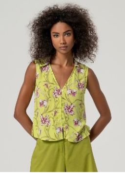 Surkana Sleeveless Top - Pink & Green Mix.