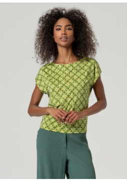 Surkana Boatneck Neck Top - Green Mix.