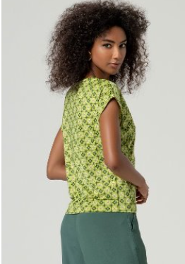 Surkana Boatneck Neck Top - Green Mix.