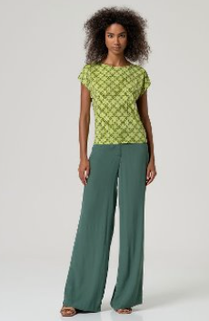 Surkana Boatneck Neck Top - Green Mix.