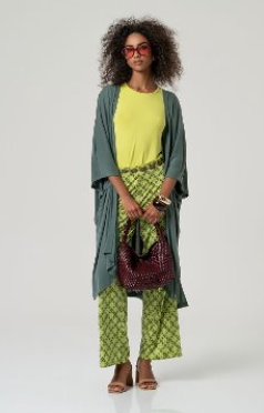 Surkana Straight Leg Trousers Green Mix
