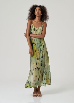 Surkana V Neck Strap Dress Green Mix