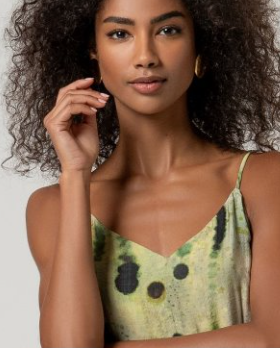 Surkana V Neck Strap Dress Green Mix