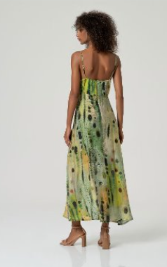 Surkana V Neck Strap Dress Green Mix