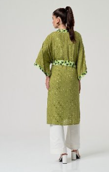Surkana Flowy Kimono with Belt Green
