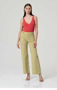 Surkana Wide Leg Jeans - Light Olive