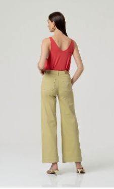 Surkana Wide Leg Jeans - Light Olive