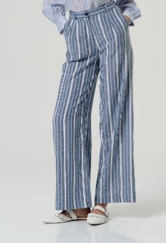 Surkana Wide Leg Trousers Navy Stripes
