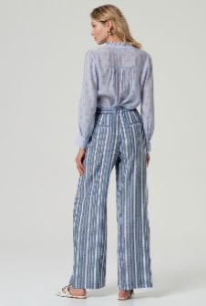 Surkana Wide Leg Trousers Navy Stripes