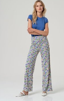 Surkana Wide Leg Trousers - Blue / Green Mix