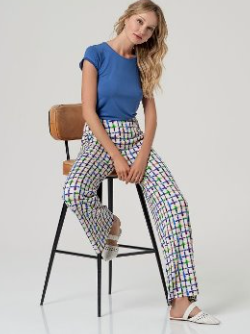 Surkana Wide Leg Trousers - Blue / Green Mix