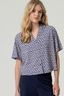 Surkana 3/4 length Sleeve Top - Blue Circles.