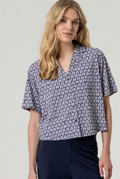 Surkana 3/4 length Sleeve Top - Blue Circles.