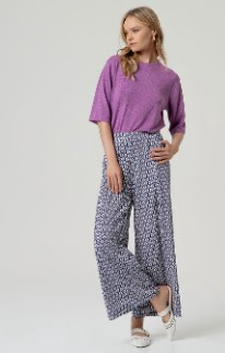 Surkana Wide Leg Trousers - Blue Circles.