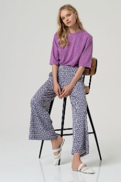 Surkana Wide Leg Trousers - Blue Circles.