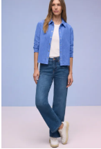 Street One Corduroy Shirtcollar Blouse - Bonnet Blue.