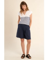 Molly Bracken Capped Sleeve Striped Top.