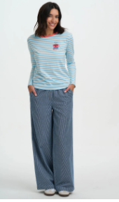 Sugarhill Brunswick Jersey Top - Off white / Blue Coffee Cup.