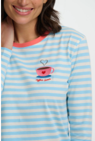 Sugarhill Brunswick Jersey Top - Off white / Blue Coffee Cup.