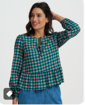 Sugarhill Olina Top - Navy Heart Tile.