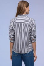 Street One Split Neck Striped Neck Tunic Navy & White.