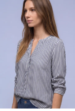 Street One Split Neck Striped Neck Tunic Navy & White.
