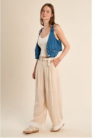 Molly Bracken High Waisted Straight Trousers Lace Detail.