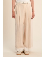 Molly Bracken High Waisted Straight Trousers Lace Detail.