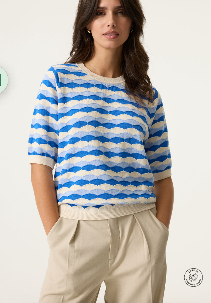 Garcia Ladies Short Sleeve Knit - Summer Cobalt.