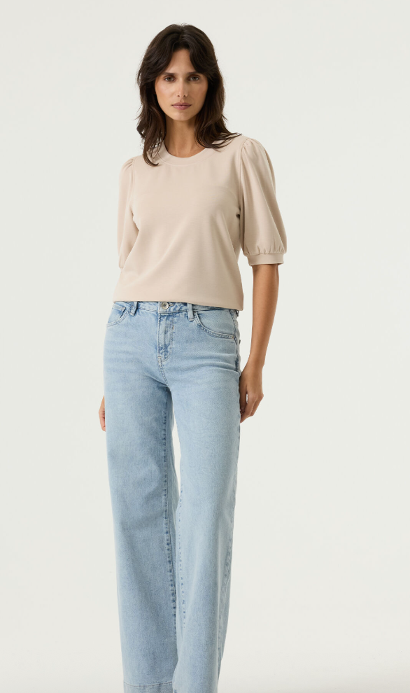 Garcia Ladies Half Sleeve Sweatshirt - Beige.