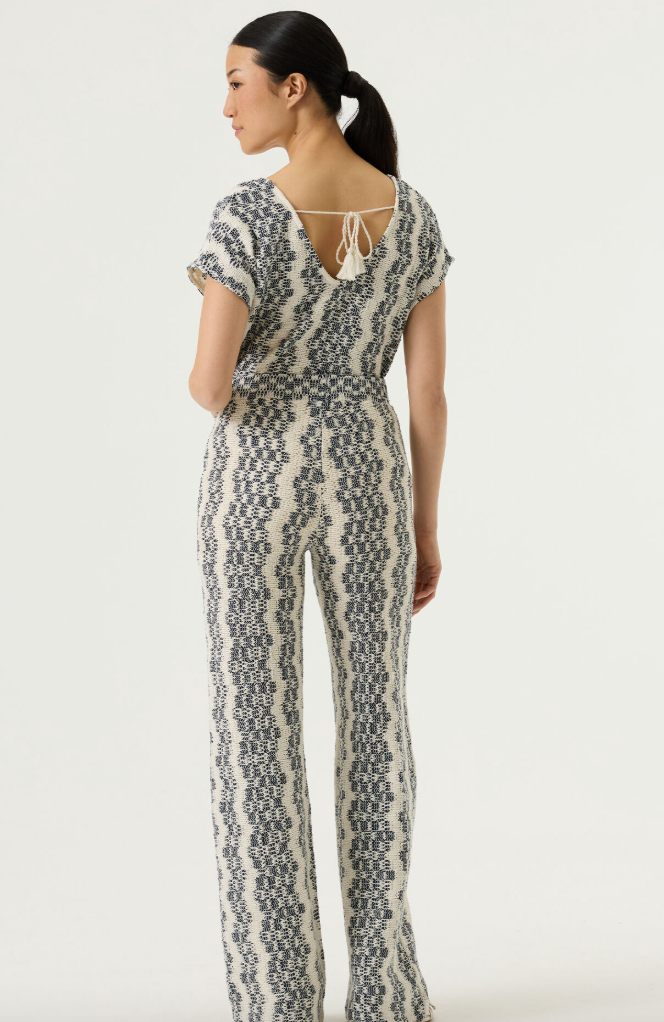 Garcia Ladies Printed Texture Trousers Aztec Navy & Ecru Mix.