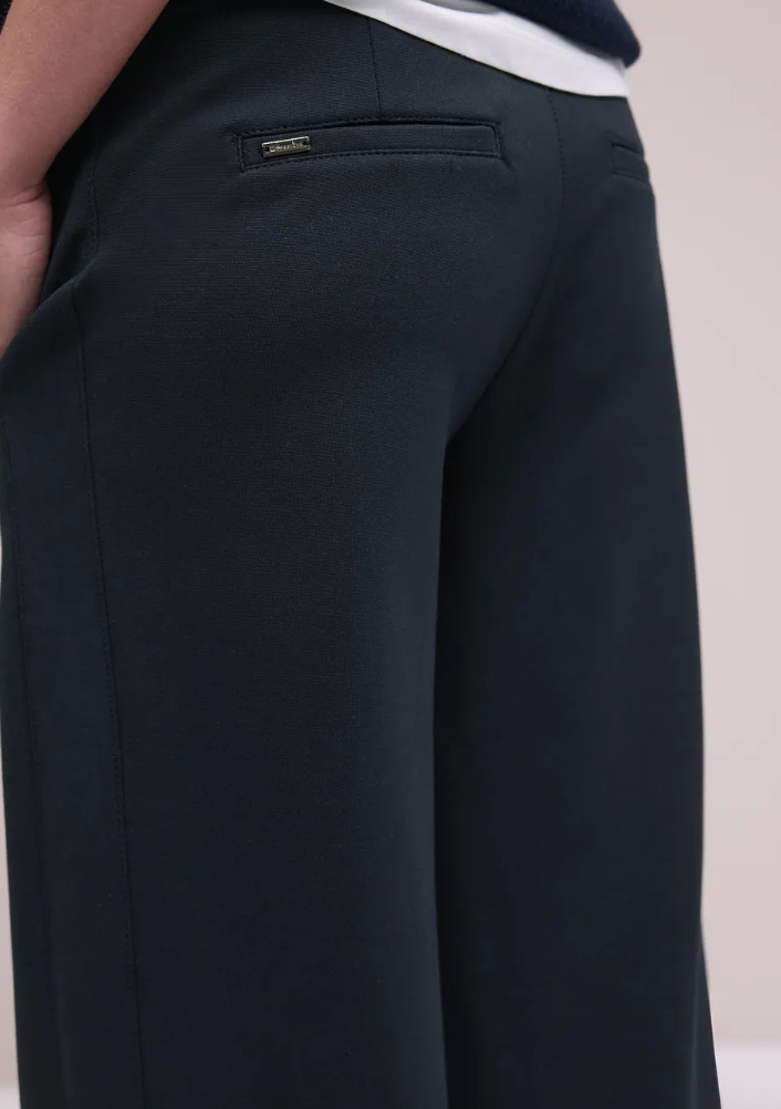 Street One Wide Leg High Waist Trousers - Navy