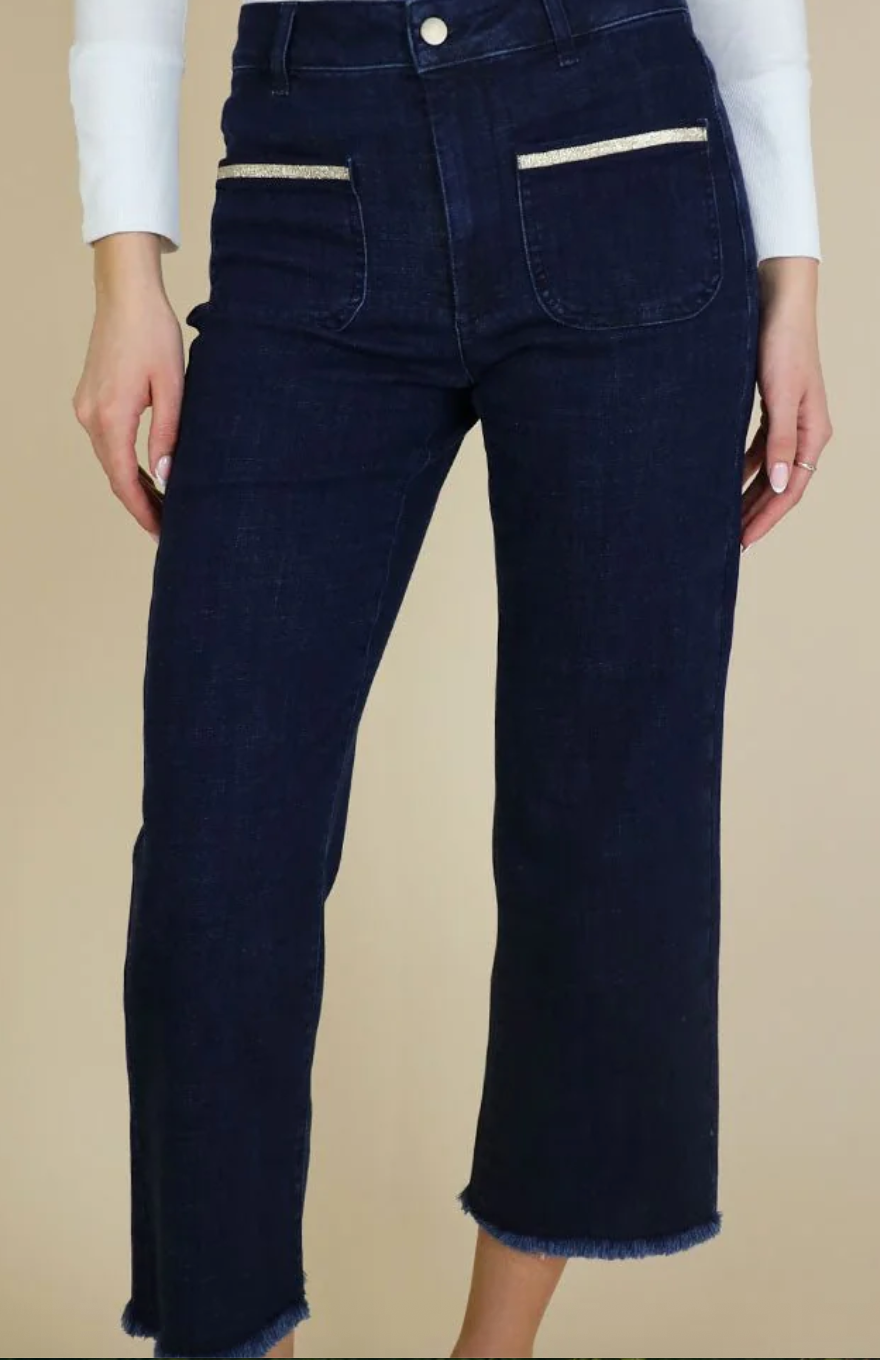 No2Moro Roxy Cropped Jean - Dark Blue Wash.