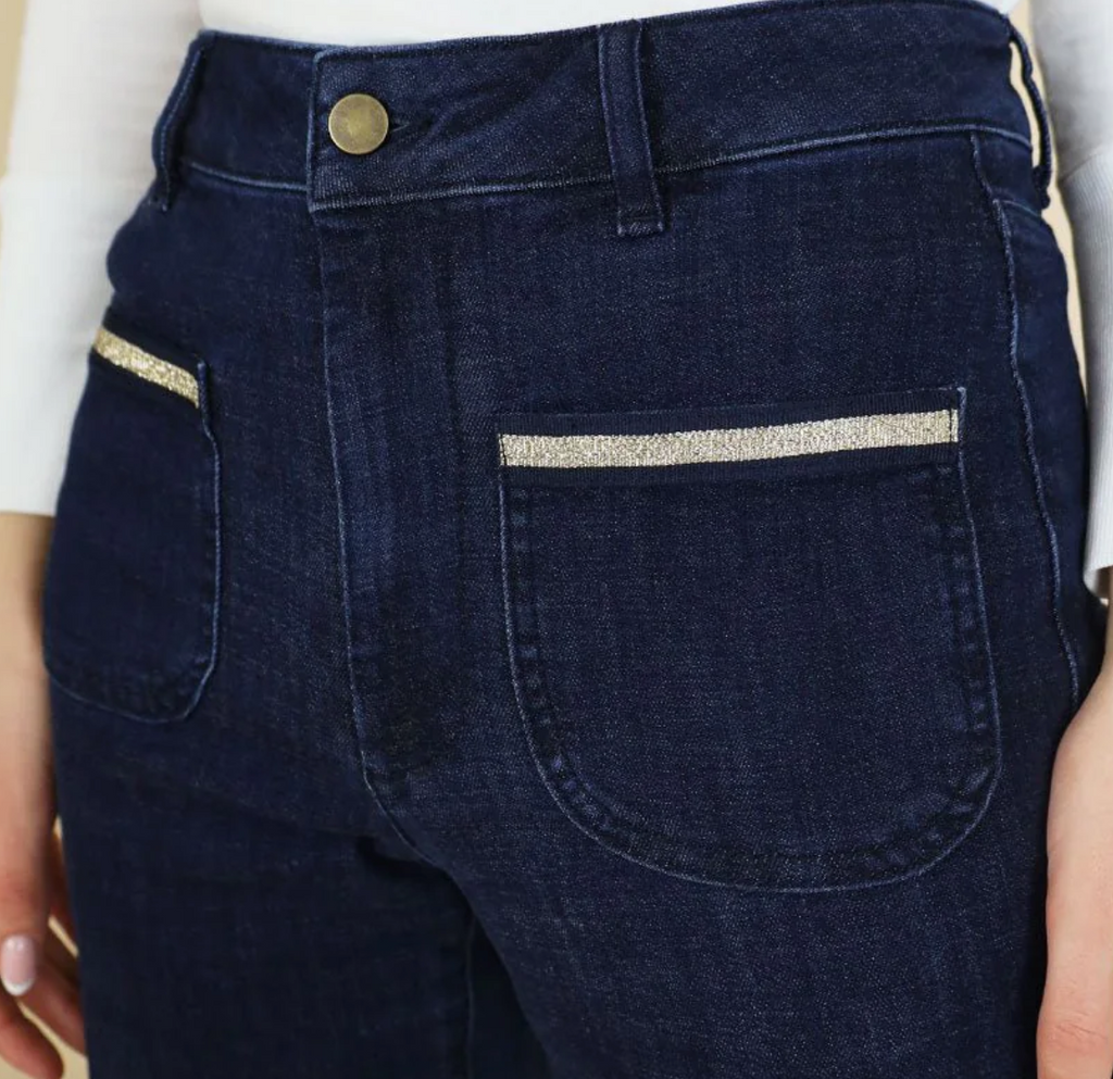No2Moro Roxy Cropped Jean - Dark Blue Wash.