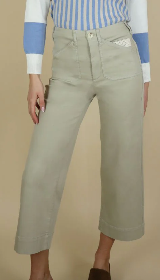 No2Moro Toni Wide Leg Denim Trouser - Sand.