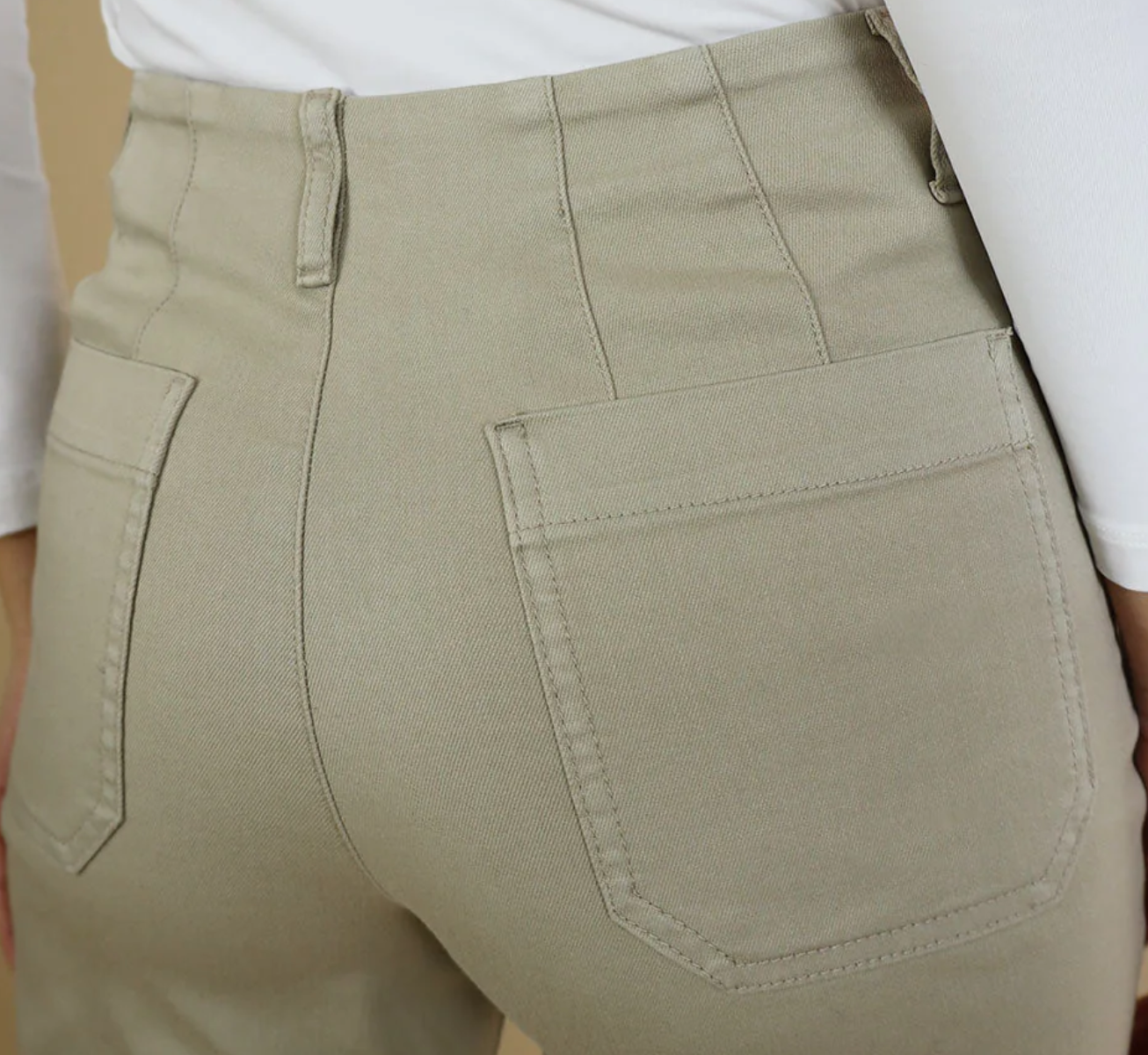 No2Moro Toni Wide Leg Denim Trouser - Sand.