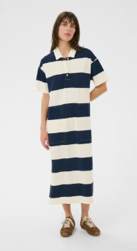 Part Two AlisePW Dress - Navy & Cream Stripe.