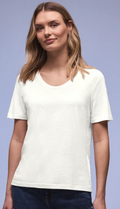 Street One Basic T/Shirt with Rounded V Neck - White