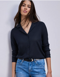 Street One Knit Look Shirt with Toggle - Navy.