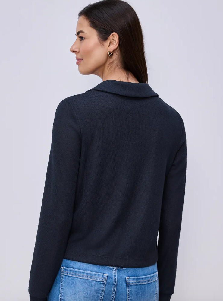 Street One Knit Look Shirt with Toggle - Navy.