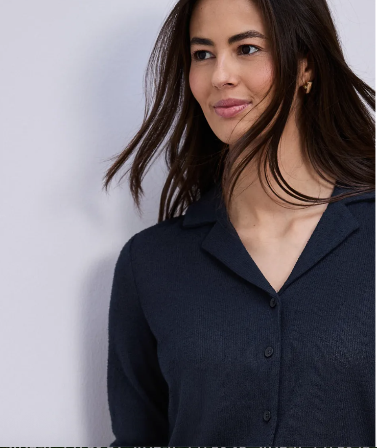 Street One Knit Look Shirt with Toggle - Navy.