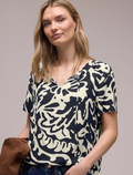 Street One Blouse with Split Neck & Ties