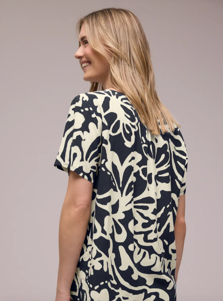 Street One Blouse with Split Neck & Ties