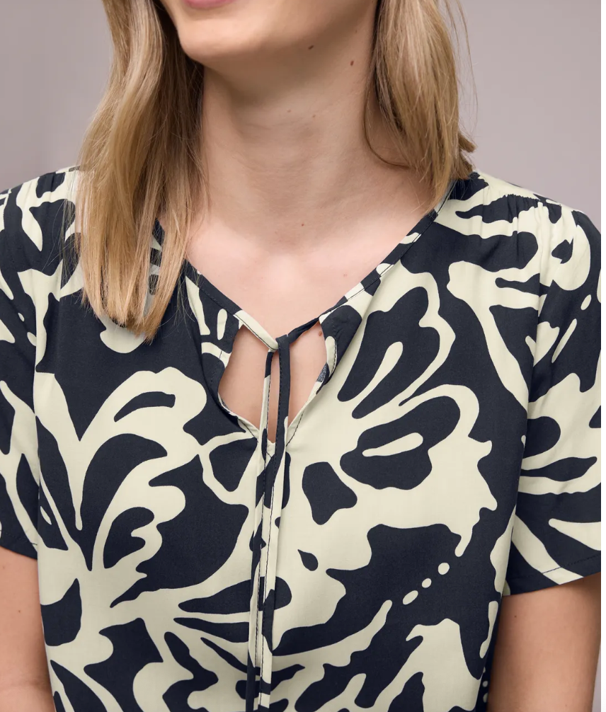 Street One Blouse with Split Neck & Ties