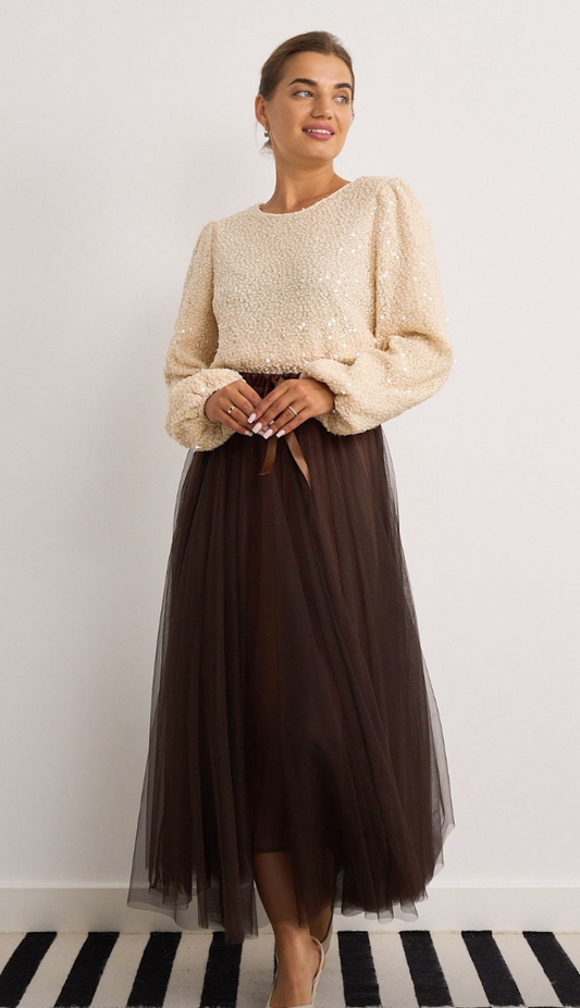 Kyla Brown Tulle Skirt One Size