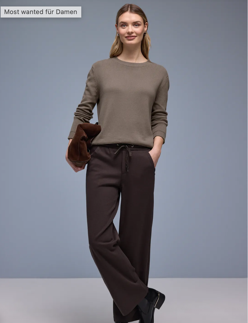 Street One Cotton Round neck Jumper Mocha