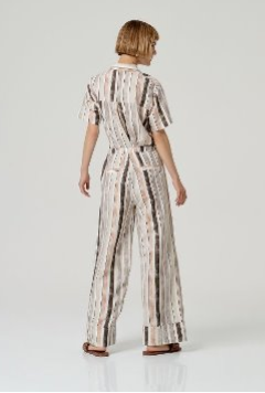 Surkana Short Sleeve Cropped Shirt - Brown Multi.